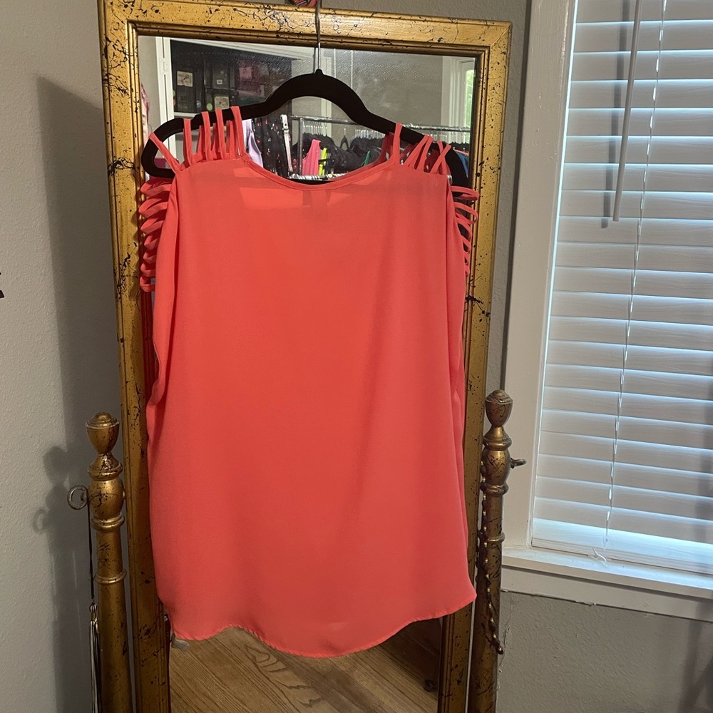 Torrid Coral Ladder Sleeve Georgette Blouse - Picture 6 of 6